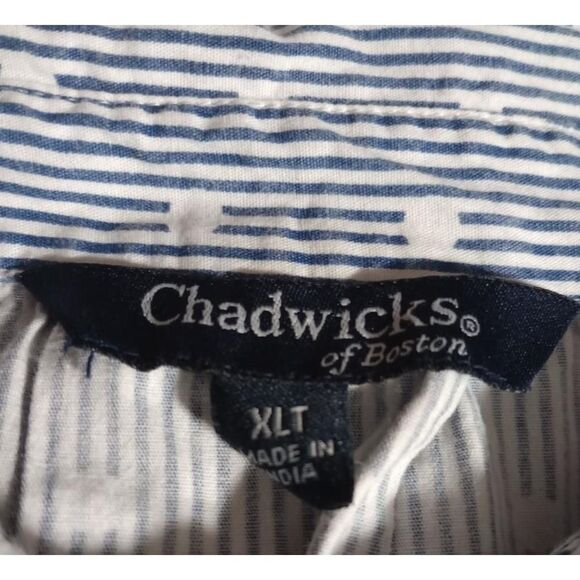 Chadwicks Shirt Ladies Extra Large Tall Blue‎ Striped Button Down - Picture 5 of 8